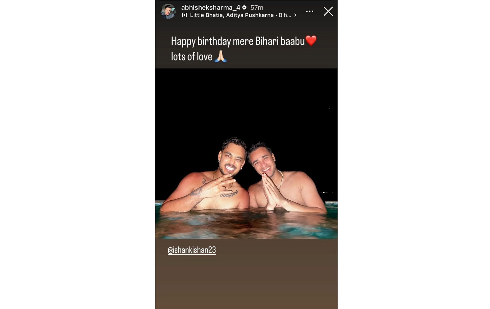 Screenshot of Abhishek Sharma's Instagram story.